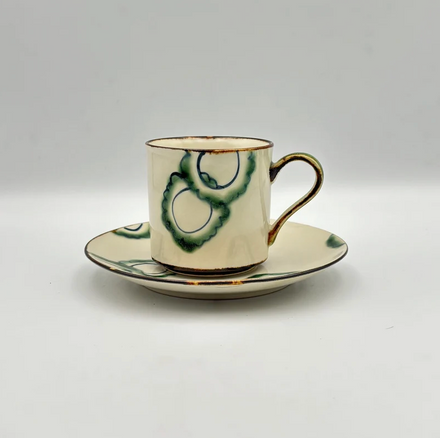 Cup & Saucer, Goya No.2 — Okinawa. Handmade Okinawa ware from Japan.