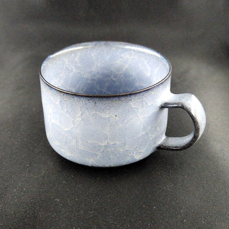 Ice-Crackle Coffee Cup, Large — Jellyfish Lilac. Handmade Kyoto ware from Japan.