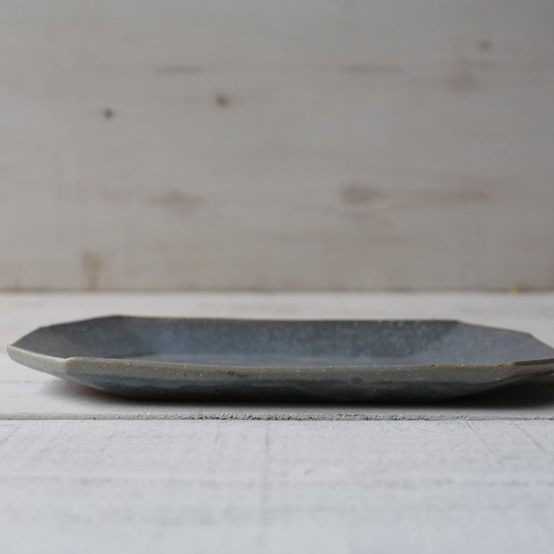 Gray glaze octagonal plate, small