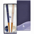 Lazuli × SUNLIFE Wave Chopsticks and Rests, Pair Gift Set — Seto. Handmade Seto ware from Japan.