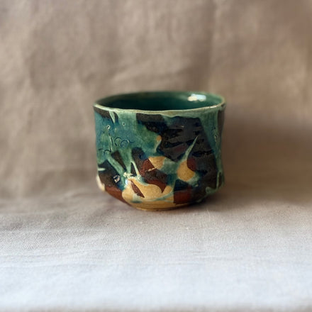 Blue Landscape Tumbler. Handmade Miyazaki ware from Japan.