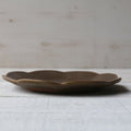 Rust glaze rimmed flower plate, medium