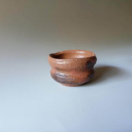 Red Clay Guinomi Sake Cup — Bizen Ware. Handmade Bizen ware from Japan.