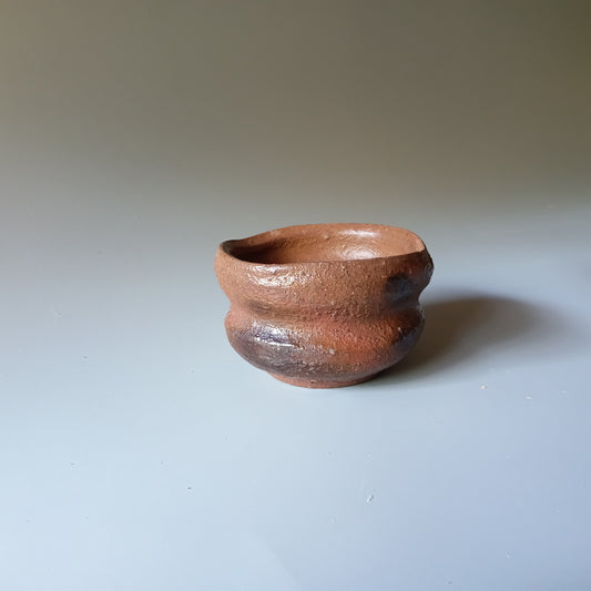 Red Clay Guinomi Sake Cup — Bizen Ware. Handmade Bizen ware from Japan.