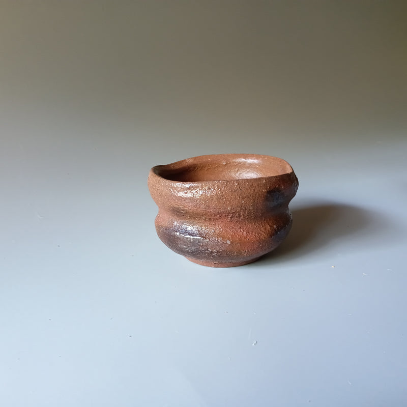 Red Clay Guinomi Sake Cup — Bizen Ware. Handmade Bizen ware from Japan.