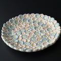 Whimsical Bouquet Plate, Medium. Handmade Japanese pottery from Chiba, Japan.