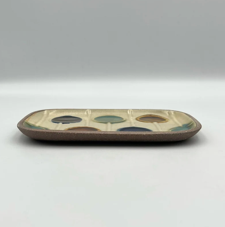 Handmade Okinawa ware plate, one of a kind