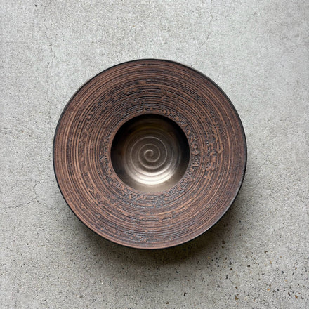 Woodgrain Scoop Plate, Large — Kasama. Handmade Kasama ware from Japan.