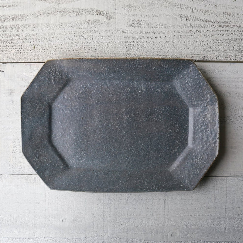 Gray Glaze Octagonal Plate - Large