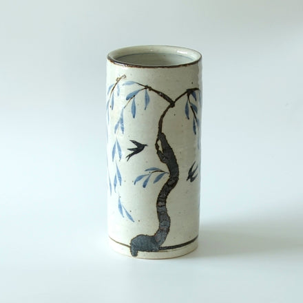 染付 柳與燕 花器 No.1