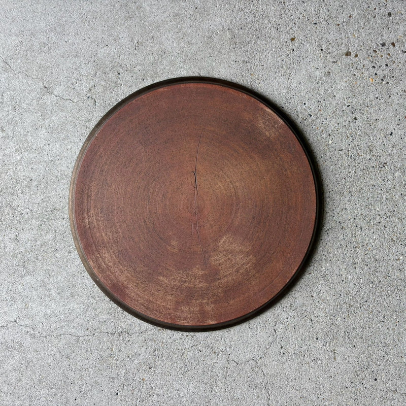 Woodgrain Flat Plate, 24cm No.3 — Kasama, shipped worldwide from Kyoto