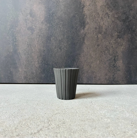 Hiromu Tobimatsu shave cup SS guinomi charcoal black