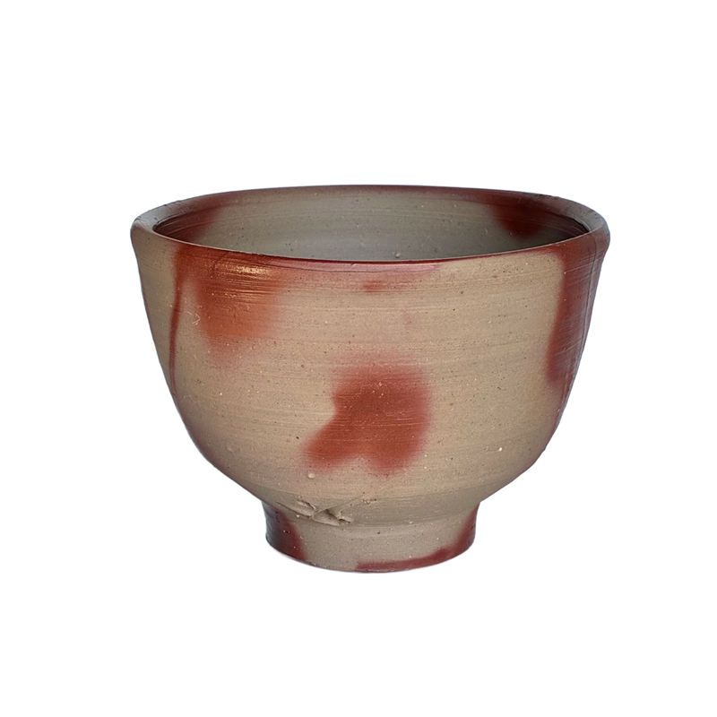 藤原啓　作　備前緋襷茶盌