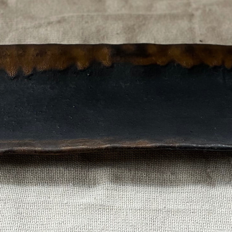 Black long plate from Miyazaki, handmade in Japan