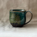 Green Landscape Mug. Handmade Miyazaki ware from Japan.