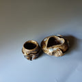 Brown sake cup from Bizen, handmade in Japan