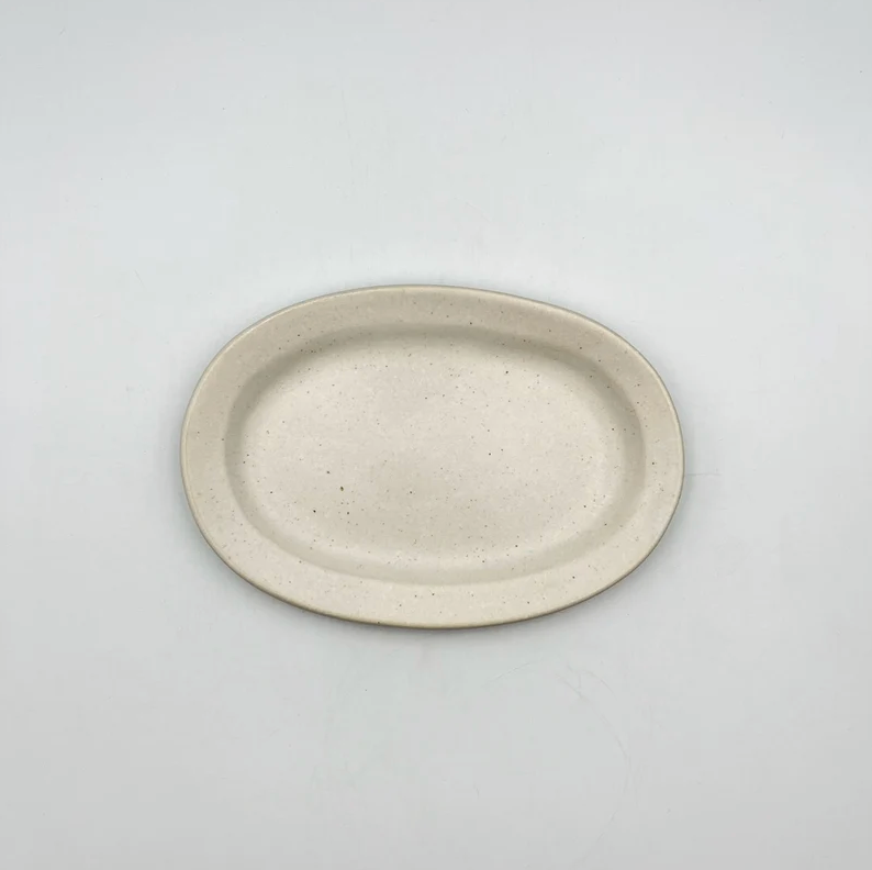 Handmade Okinawa ware plate, one of a kind