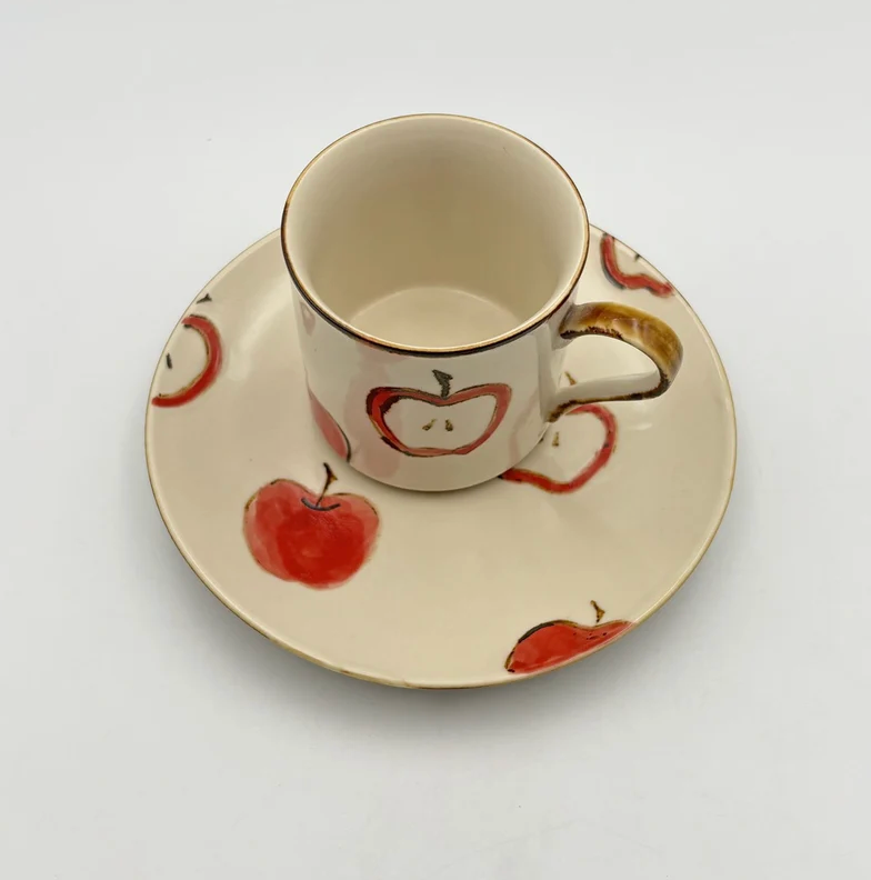 Red mug from Okinawa, handmade in Japan