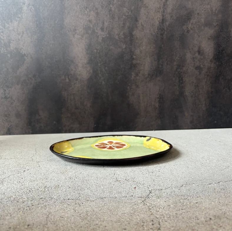 Okinawa ware plate made by hand in Okinawa, Japan