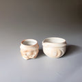 White Bizen Sake Set, Tokkuri and Guinomi. Handmade Bizen ware from Japan.