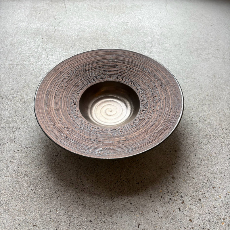 Brown plate from Kasama, handmade in Japan
