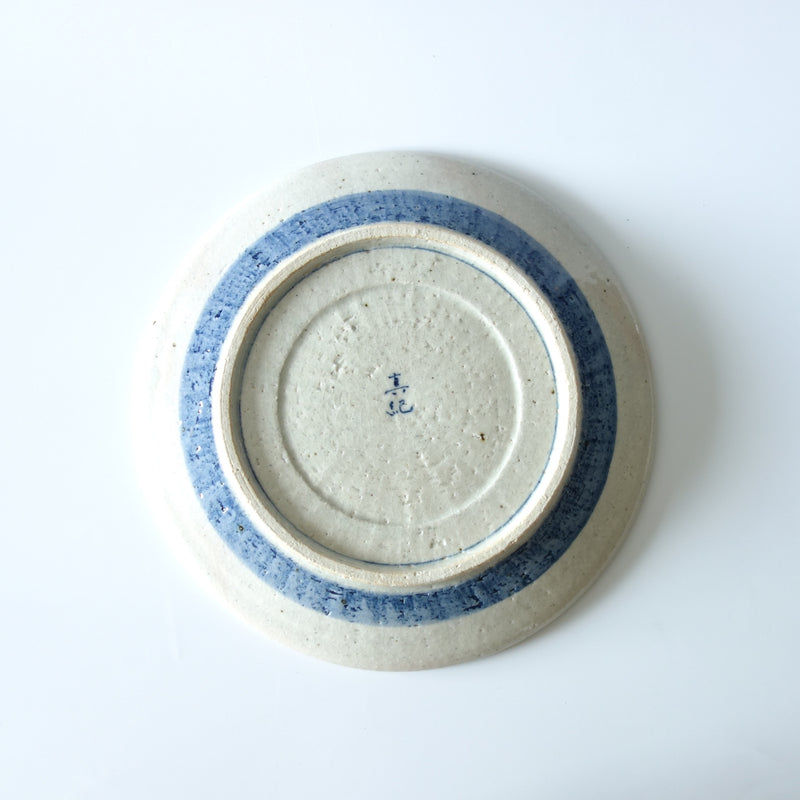 吹墨 兔與芒草 盤 18cm
