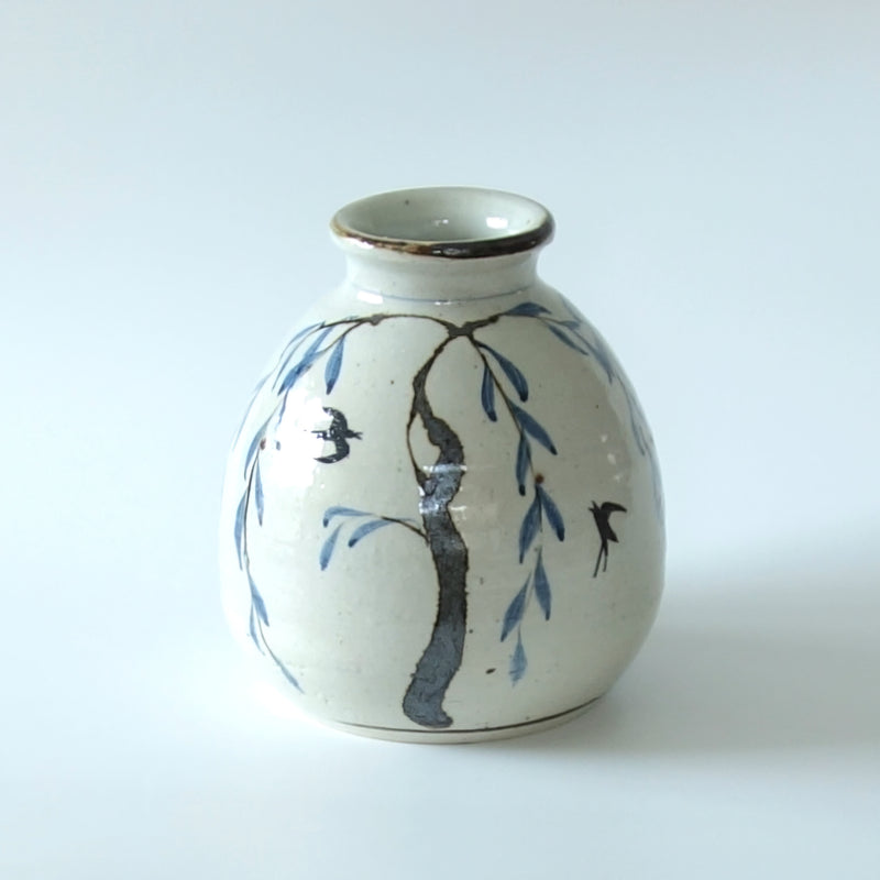 染付 柳與燕 花器 No.2