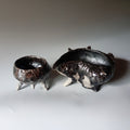 Hikidashi-guro Shell Sake Set — Bizen Ware. Handmade Bizen ware from Japan.