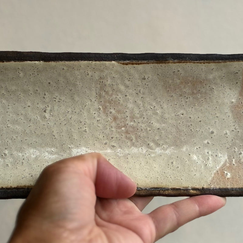 Japanese pottery long plate made by hand in Miyazaki, Japan
