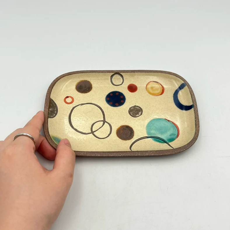 Okinawa ware plate made by hand in Okinawa, Japan