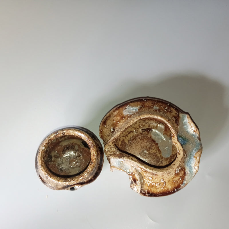 Handmade Bizen ware sake cup, one of a kind