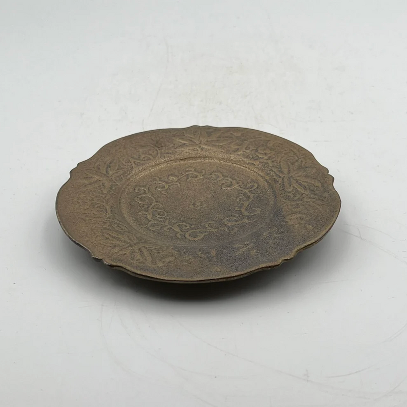 Bronze glaze, floral arabesque, fluted small plate