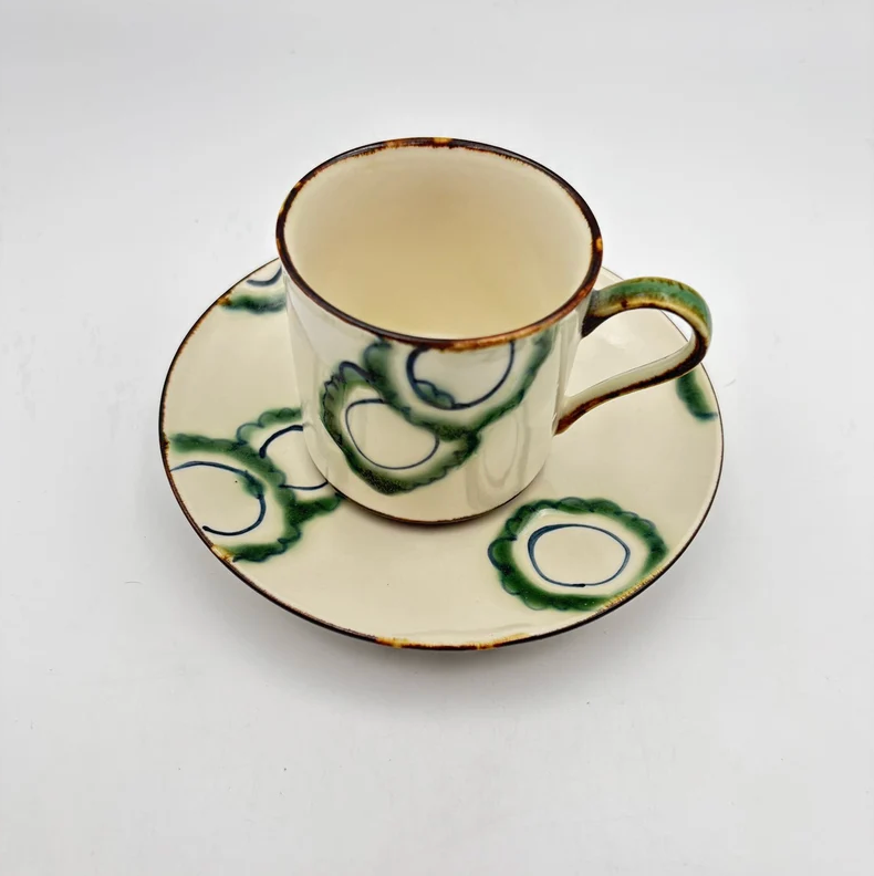 Green mug from Okinawa, handmade in Japan