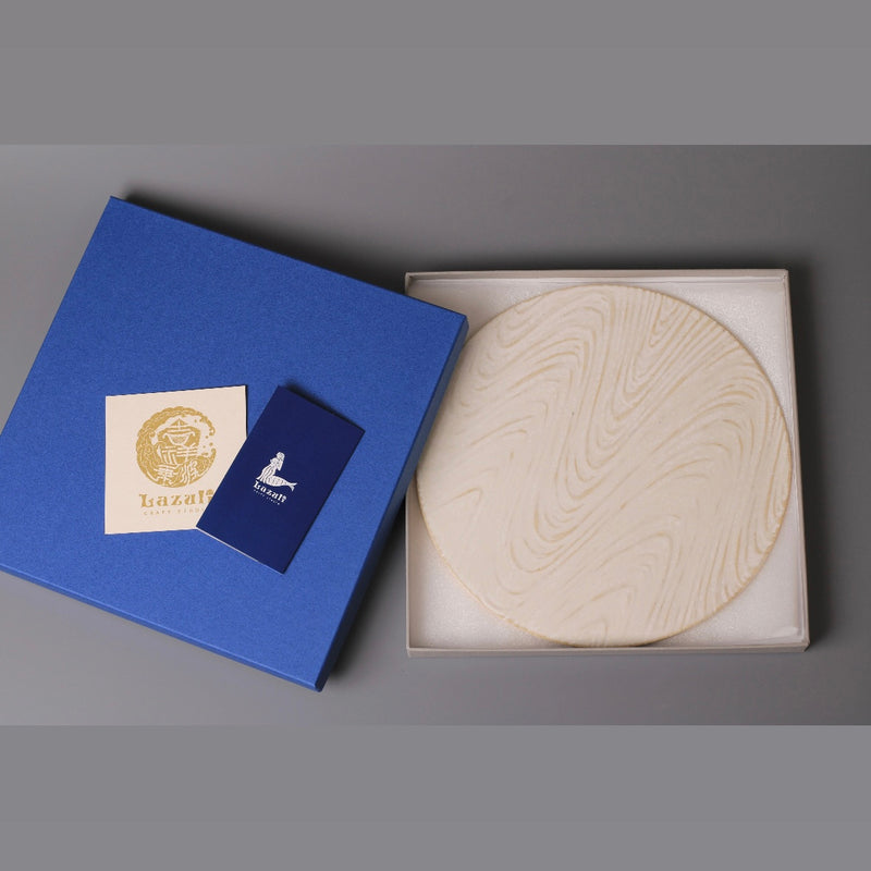 Gengetsu White Wave Flat Plate, Gift Boxed — Seto. Handmade Seto ware from Japan.