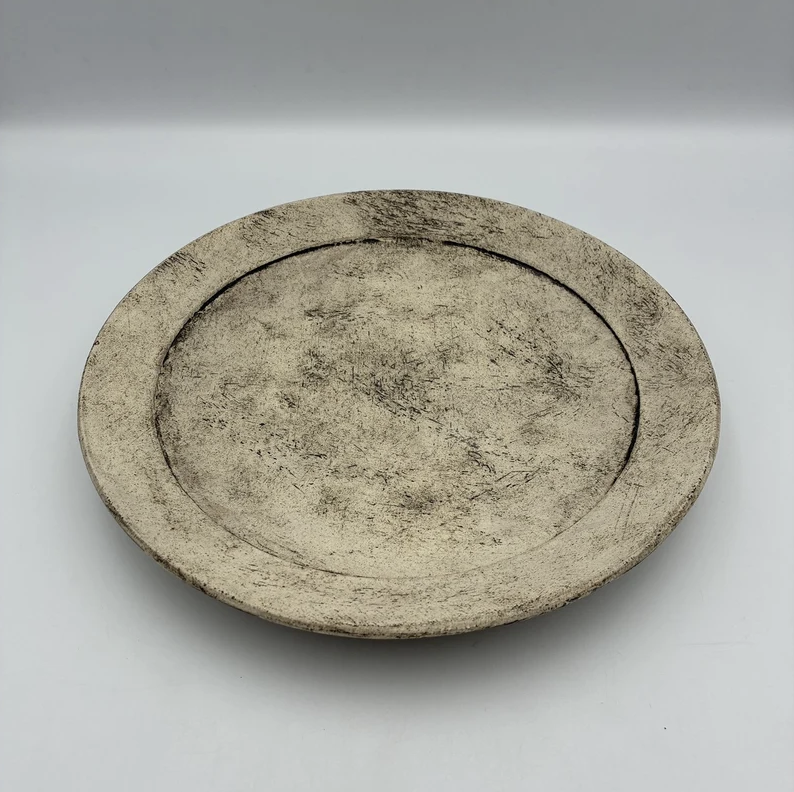 White plate from Okinawa, handmade in Japan