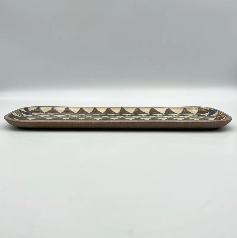 Handmade Okinawa ware plate, one of a kind