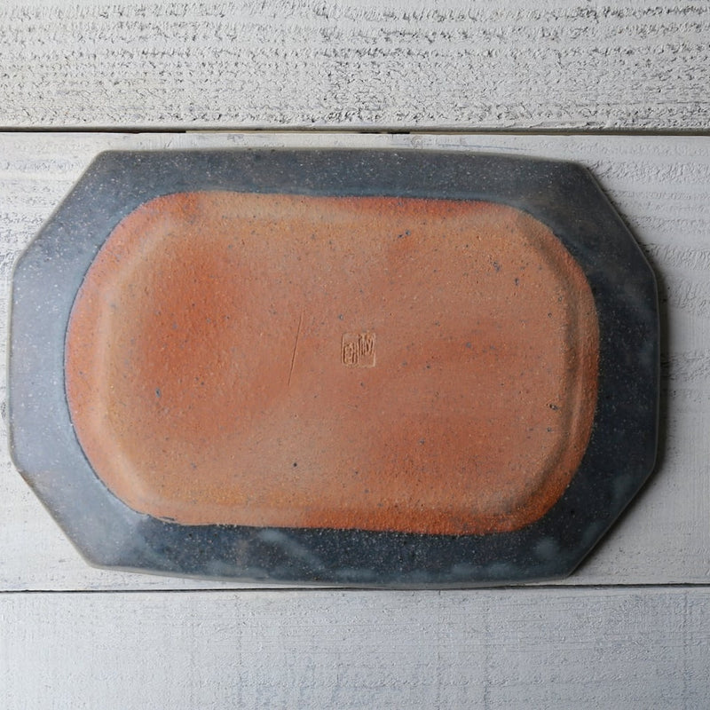 Gray glaze octagonal plate, small