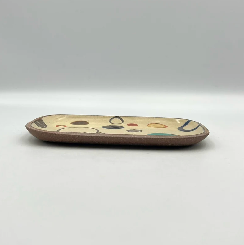 Handmade Okinawa ware plate, one of a kind