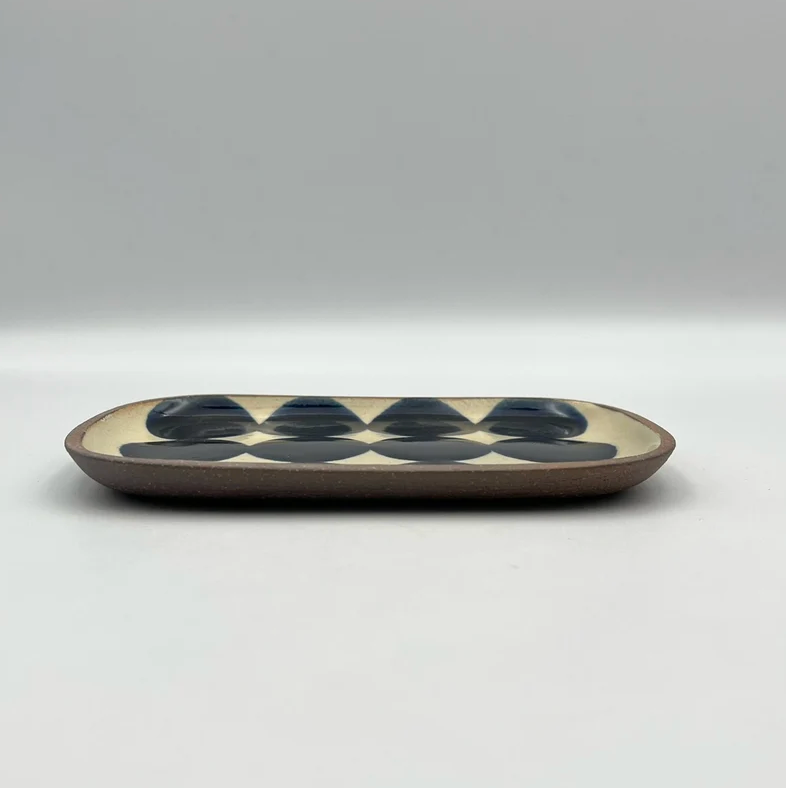 Handmade Okinawa ware plate, one of a kind