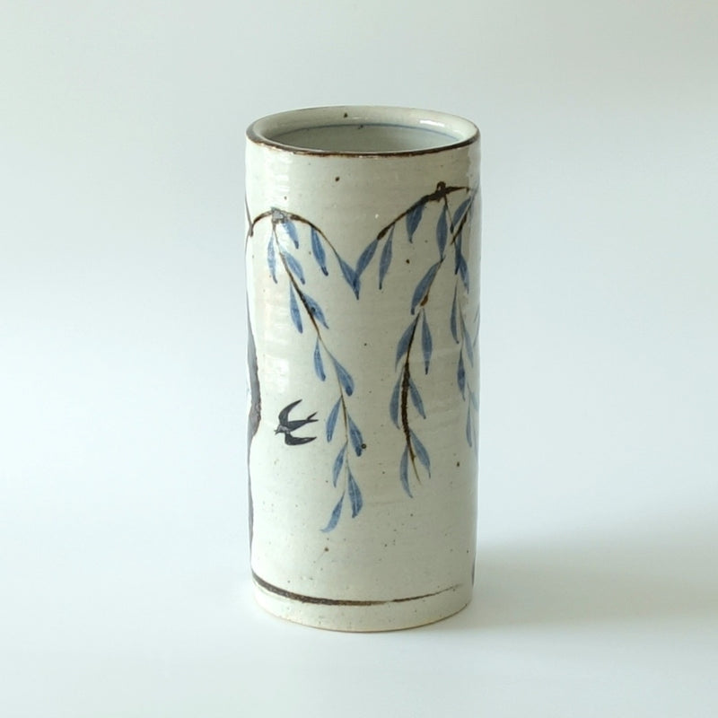 染付 柳與燕 花器 No.1