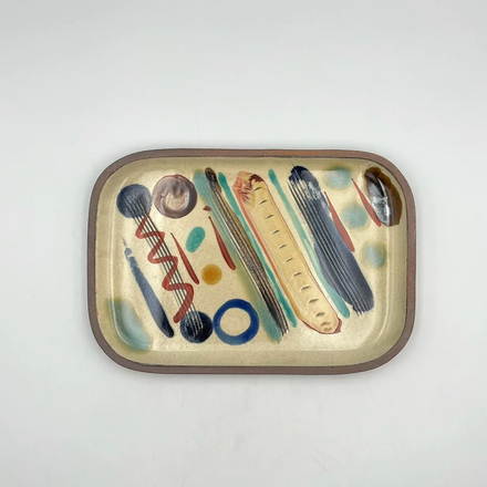 Large Rectangular Plate — Okinawa. Handmade Okinawa ware from Japan.