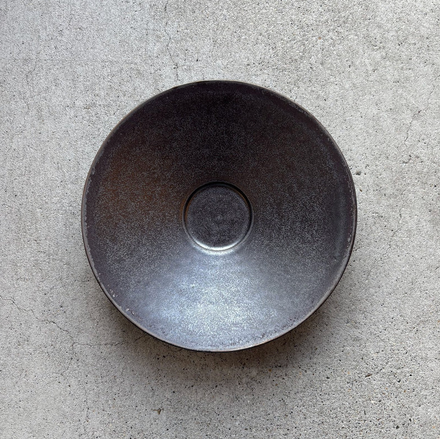 Shallow Rim Bowl, Manganese — Okinawa. Handmade Okinawa ware from Japan.