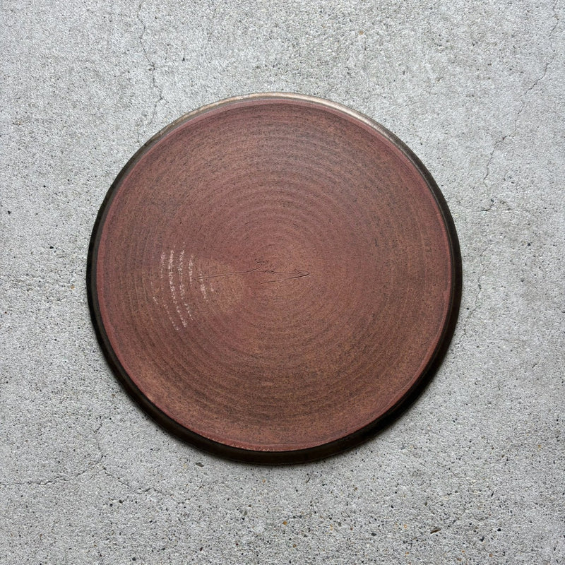 Woodgrain Flat Plate, 24cm No.1 — Kasama, shipped worldwide from Kyoto