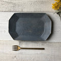 Gray glaze octagonal plate, small