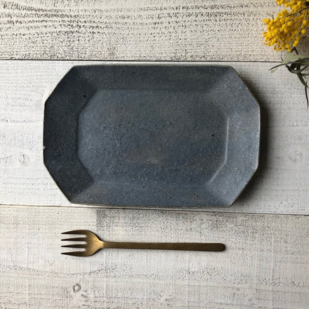Gray glaze octagonal plate, small