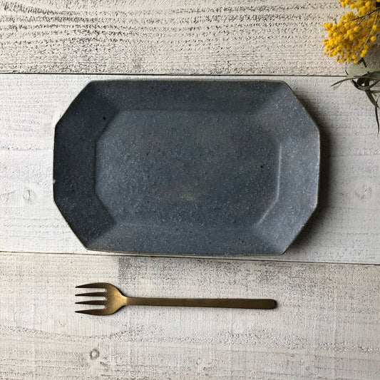 Gray glaze octagonal plate, small