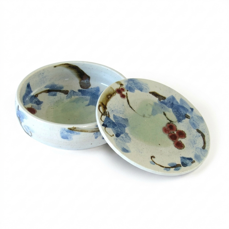 Grape Lidded Container. Handmade Tokyo ware from Japan.