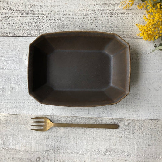 Rust Glaze Small Octagonal Deep Bowl