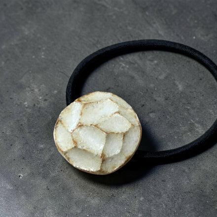Ceramic Hair Tie, White. Handmade Seto ware from Japan.