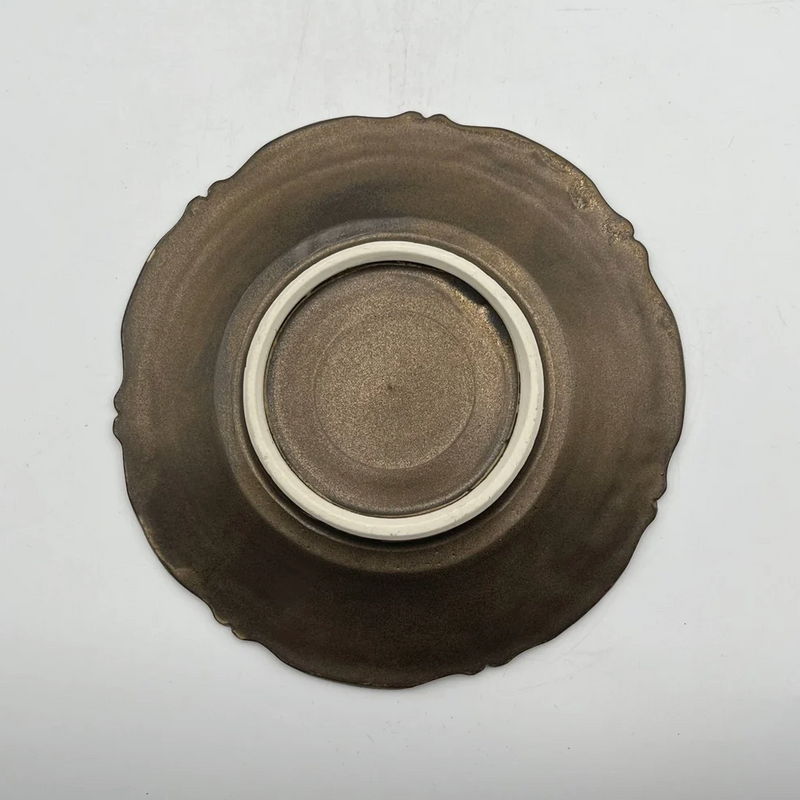 Bronze Glaze Arabesque Scalloped Plate